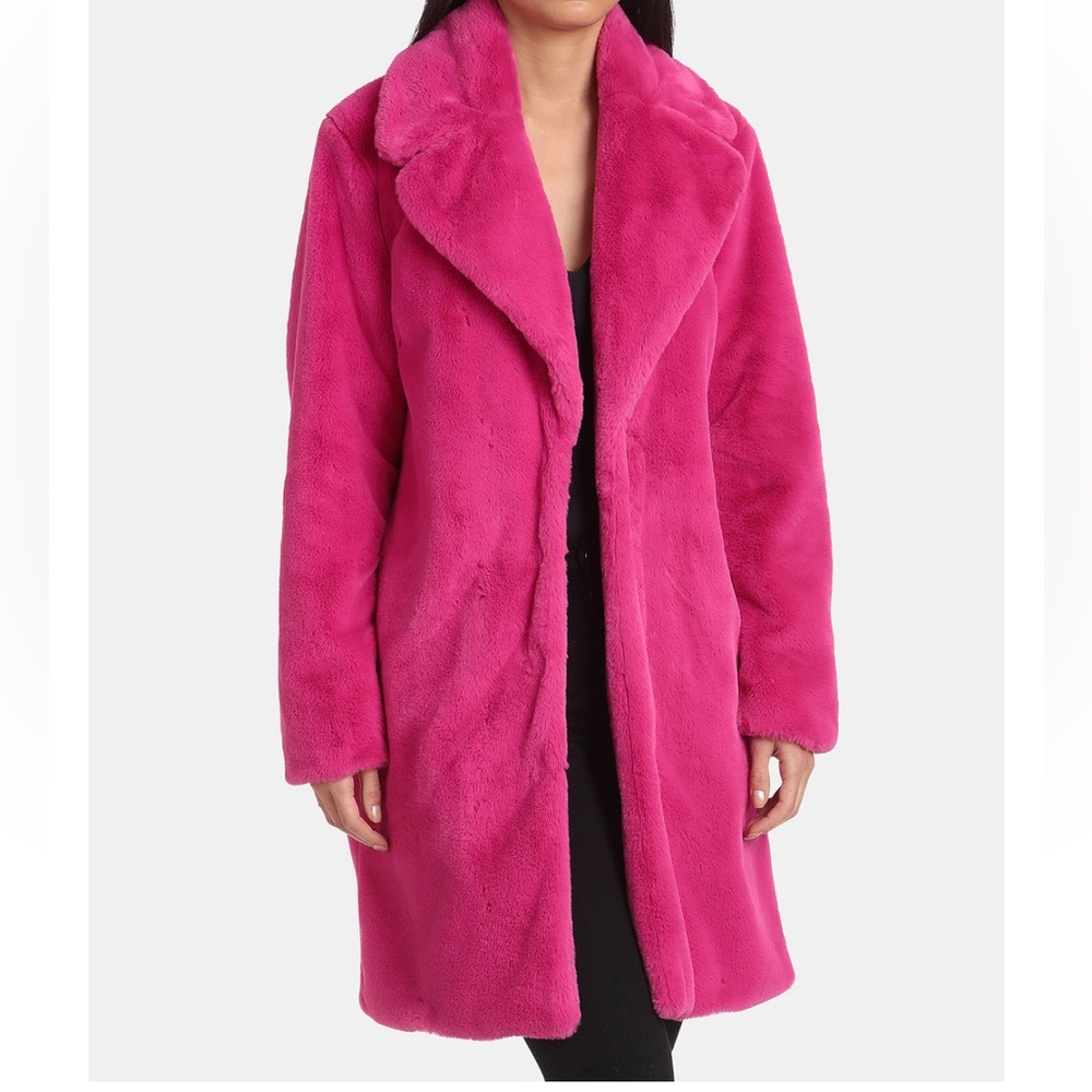 Avec Les Filles Pink Faux Fur Coat